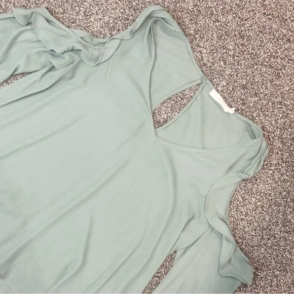 Lush Mint Green Cold Shoulder Top - Picture 3 of 6